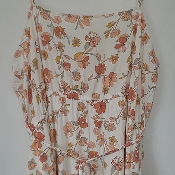 a.n.a Woman Peachy Floral Maxi Dress Sz 2XL Peach Floral Spaghetti Straps NWT - Picture 5 of 13